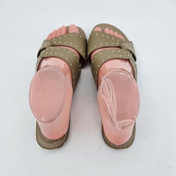 New Alfani Womans Danicah Studded Sandal Criss Cross Flat Bottom Brown 7.5 - Picture 9 of 13